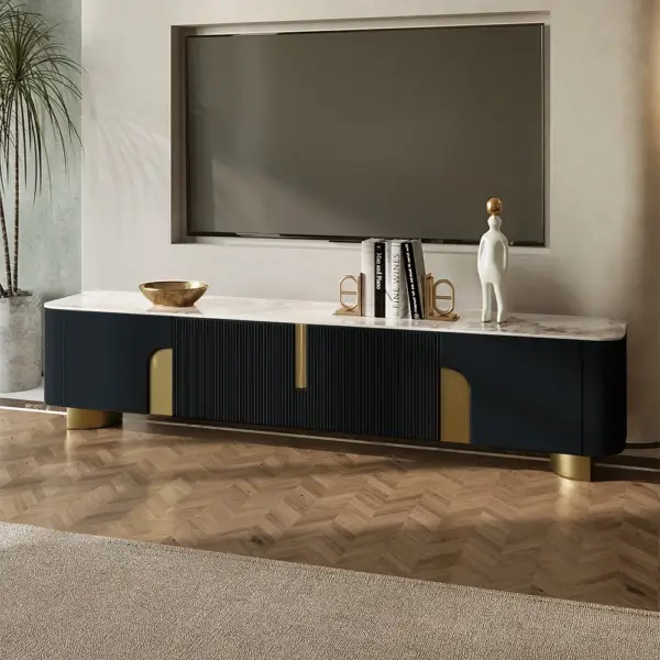 Artus Modern Beige TV Stand Stone Top 4 Doors with Storage Media Console TV up to 2159mm - Image 7