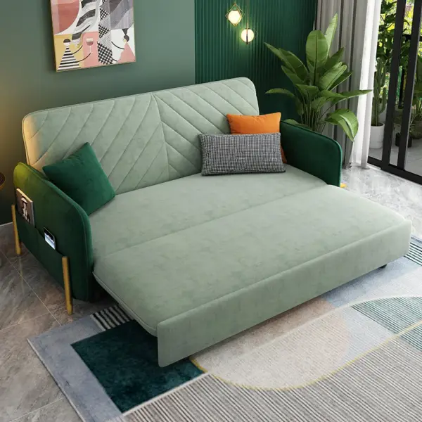 2006mm King Sleeper Sofa Green Upholstered Convertible Sofa Bed - Image 2