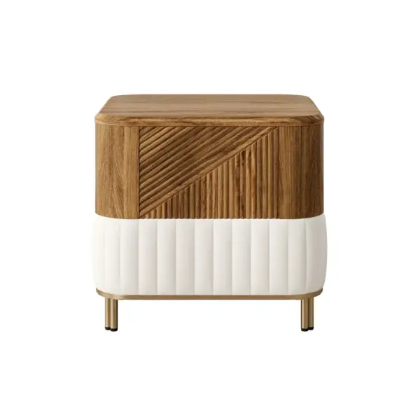 Wovent Mid-Century Square Modern Walnut Wood Narrow Side Table with Storage Nightstand - Image 3