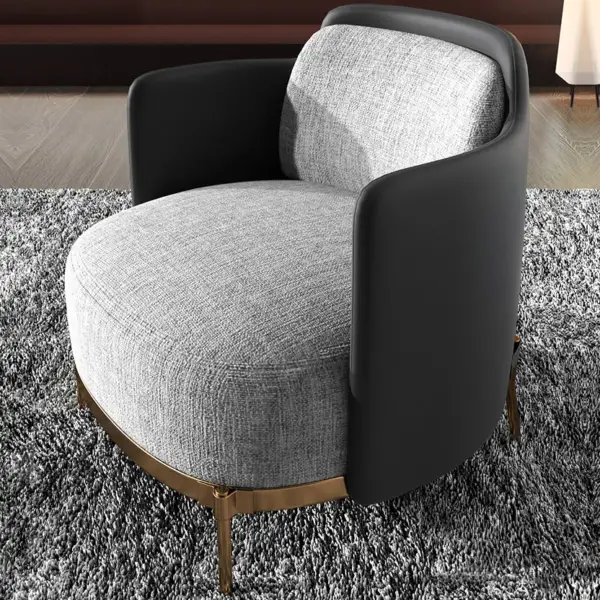 Black & Grey Modern Accent Chair with Linen Upholstery for Living Room - Image 5