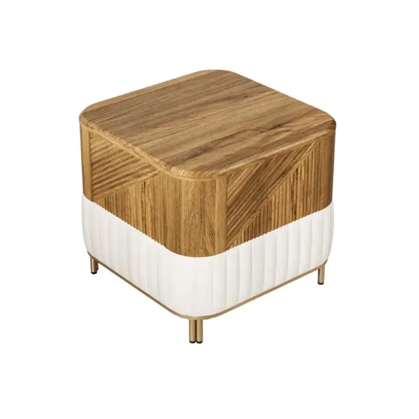 Wovent Mid-Century Square Modern Walnut Wood Narrow Side Table with Storage Nightstand - Image 4