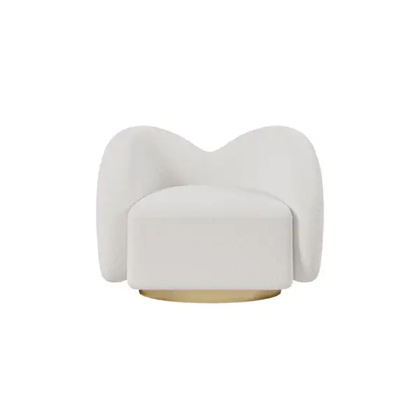Modern White Swivel Accent Chair Cloud Boucle Lounge Chair - Image 7