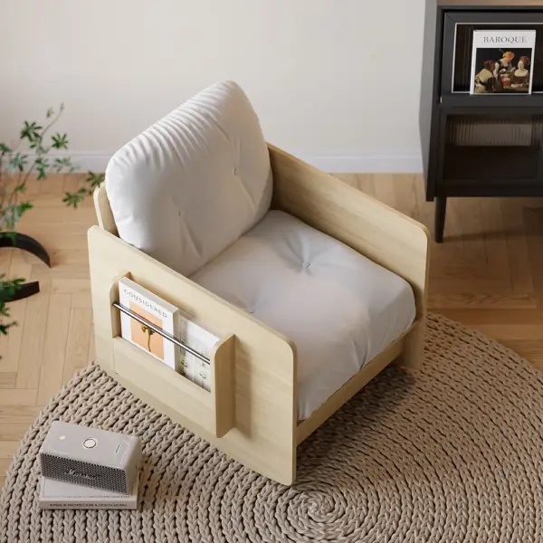 Modern Plywood Natural Rocking Chair with Side Storage - Image 4