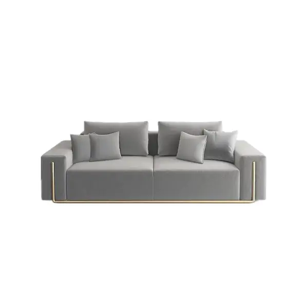 2200mm Modern Grey Cotton & Linen Upholstered 3-Seater Sofa for Living Room - Image 7