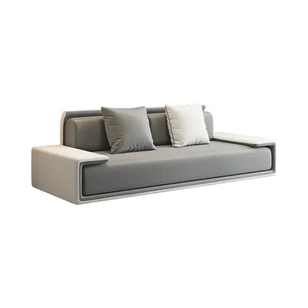 Doart 2800mm Modern Dark Grey Upholstered Armless 3-Seater Sofa Cotton Linen with Pillow - Image 7