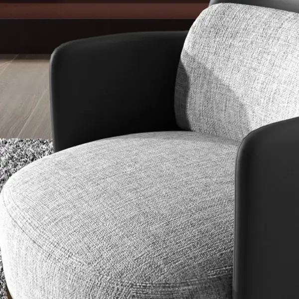 Black & Grey Modern Accent Chair with Linen Upholstery for Living Room - Image 7