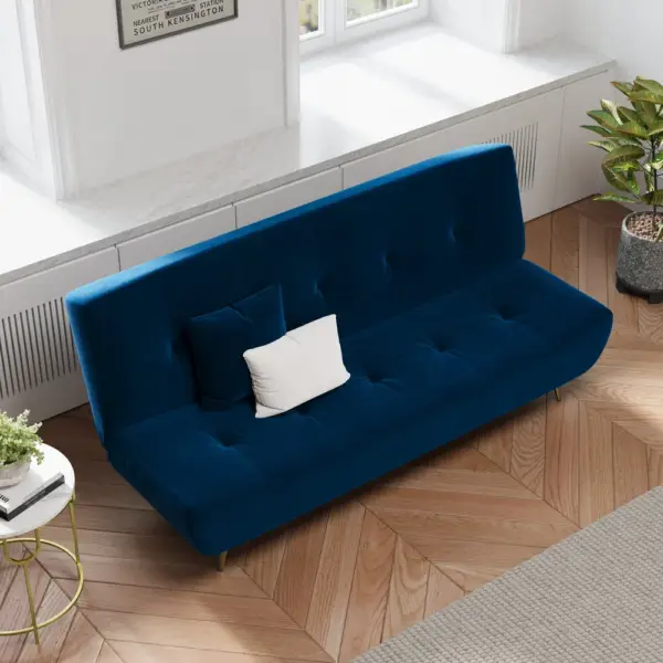 1800mm Sleeper Sofa Bed Velvet Upholstered Convertible Couch in Deep Blue - Image 7
