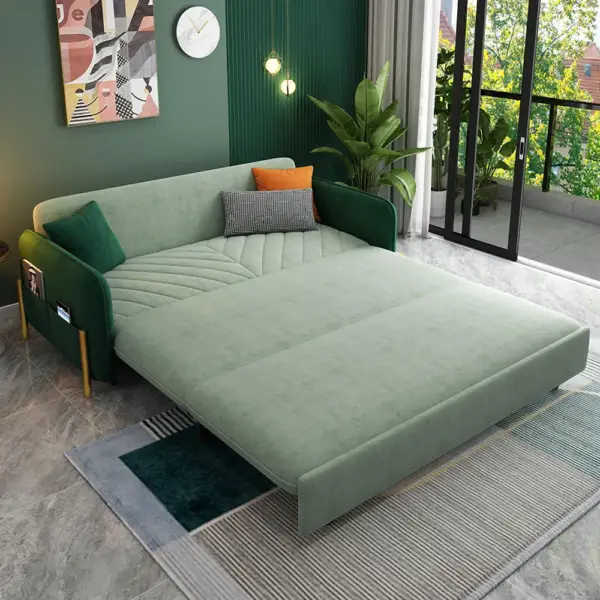 2006mm King Sleeper Sofa Green Upholstered Convertible Sofa Bed - Image 5