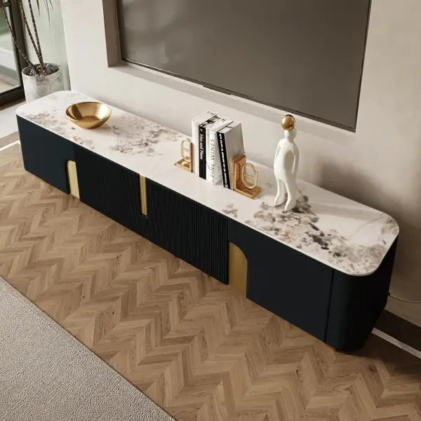 Artus Modern Beige TV Stand Stone Top 4 Doors with Storage Media Console TV up to 2159mm - Image 6