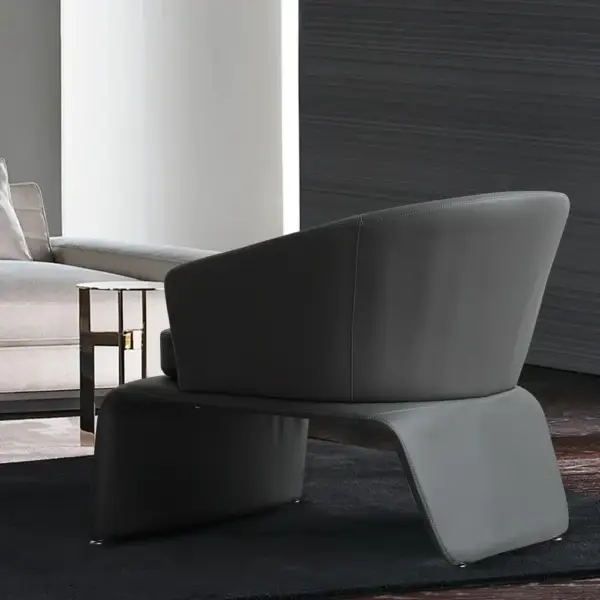 Modern Accent Chair Microfiber Leather Upholstered Deep Grey Chair - Image 4