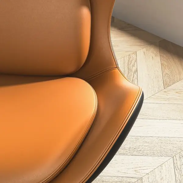 Modern Orange & Black Accent Chair PU Leather Upholstery Pillow Included - Image 7