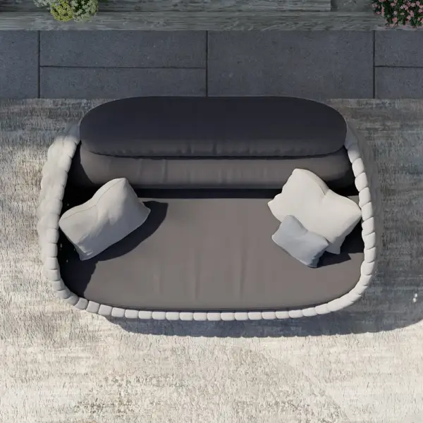 Tatta 3 Seater Modern Woven Textilene Rope Outdoor Sofa with Removable Cushion Gray - Image 4
