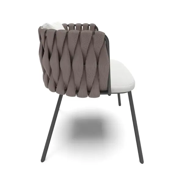 7 Pieces Outdoor Dining Set with Faux Marble Top & Aluminum Table and Rope Woven Chair - Image 11