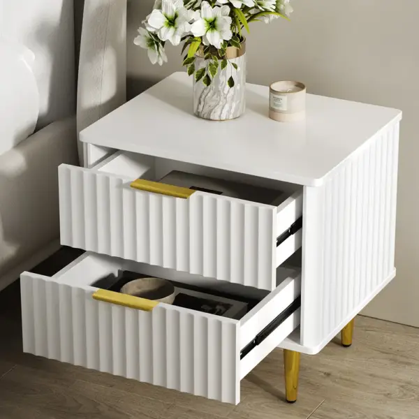 Modern White 6 Drawer Dresser and 2 Drawer Nightstand Bedroom Set - Image 5