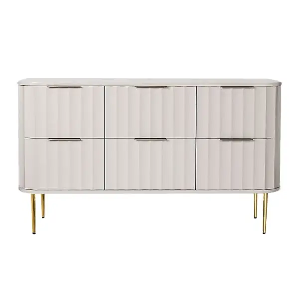 1200mmW Modern 6-Drawer White Bedroom Dresser for Storage in Gold - Image 7