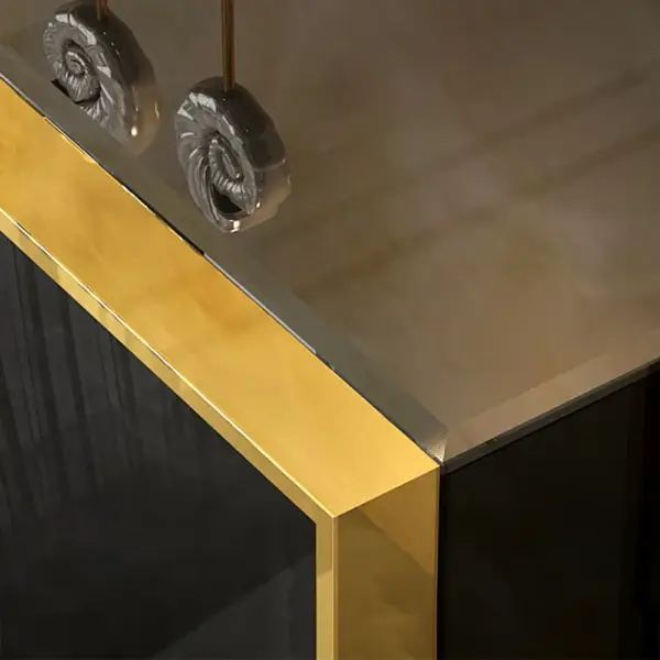 Cylina 1500mm Glossy Black Buffet & Sideboard with 3 Drawers & 2 Doors - Image 4