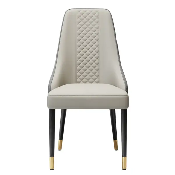 Diamic Modern Grey Dining Chairs Set of 2 Upholstered Faux Leather High Back - Image 9