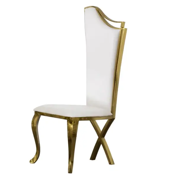 White Upholstered Dining Chairs (Set of 2) Stainless Steel Side Chair with Gold Legs - Image 14