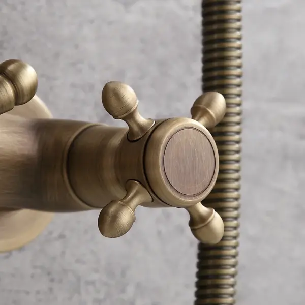 Chester Classic Style Antique Brass Wall Mount Clawfoot Tub Filler with Hand Shower - Image 7