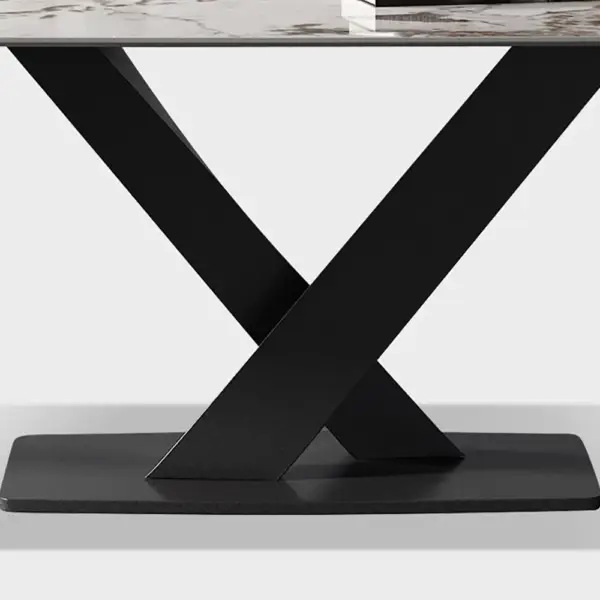 2000mm Modern Stone Top Dining Set of 9 with Upholstered Chairs - Image 7