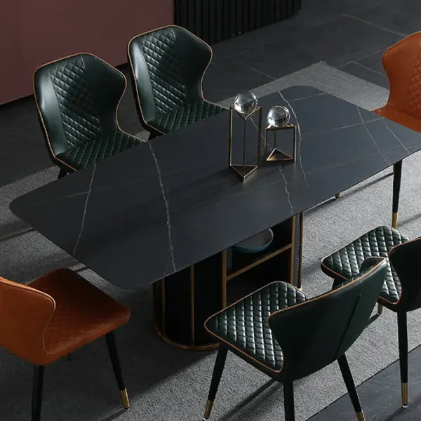 Dark Green Modern PU Leather Wingback Dining Chair (Set of 2) Carbon Steel Leg - Image 9
