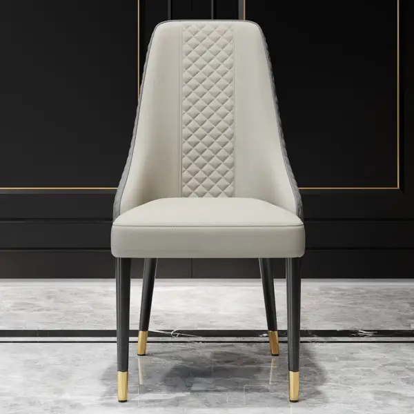 Diamic Modern Grey Dining Chairs Set of 2 Upholstered Faux Leather High Back - Image 4