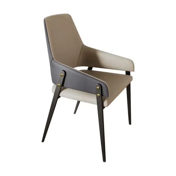 Modern Khaki PU Leather Upholstered Dining Chairs (Set of 2) with Solid Back - Image 8