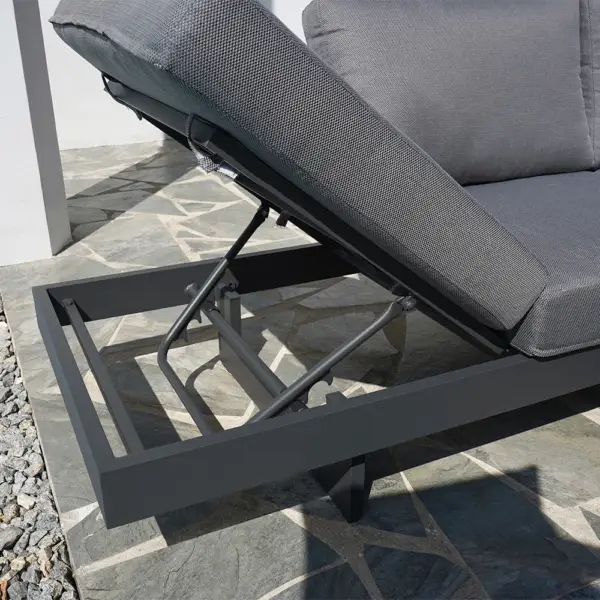 4 Pieces Modern L Shape Outdoor Sectional Sofa Set with Wood Coffee Table in Gray - Image 11