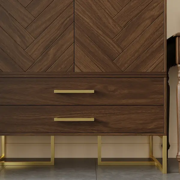 Mid Century Modern Amoire Closet Dresser Walnut Wardrobe Clothes Cabinet with Drawer - Image 9