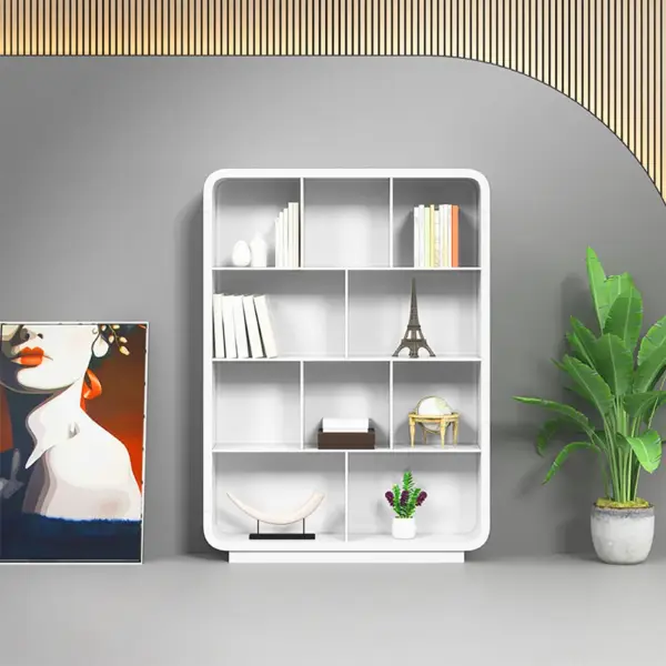 Chicent 2000mm Modern White Bookshelf 4-Tier Standard Bookcase with Rich Storage - Image 4
