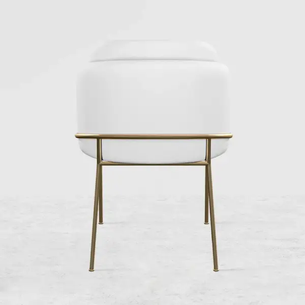 Linenic White Dining Chair Modern Cotton&Linen Upholstered Side Chair in Gold - Image 11