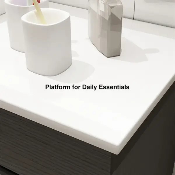 800mm Black & White Floating Bathroom Vanity Faux Marble Top Ceramic Countertop Basin - Image 9