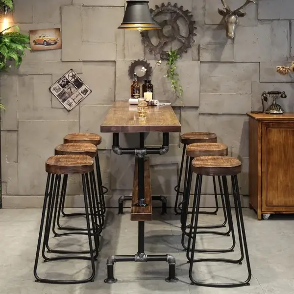 1300mm Industrial Rectangular Bar Table Natural Industrial Pub Table - Image 3