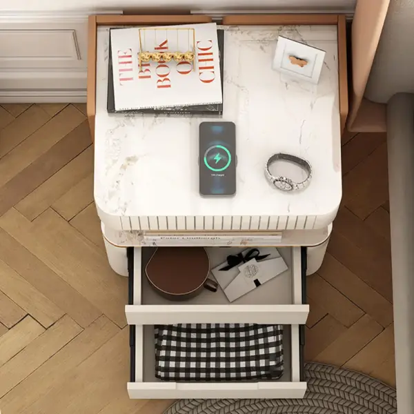 Vailora Modern Smart Nightstand with Wireless Charger & Sensor Light Bluetooth Speakers - Image 5