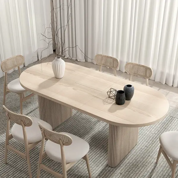 1600mm-2000mm Oval Extendable Whitewash Dining Table Butterfly Leaf 6 Seater - Image 2