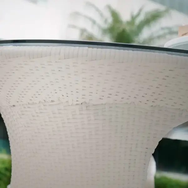 7 Pieces Traditional Aluminum Outdoor Dining Set with Oval Glass Table Rattan Armchair - Image 7