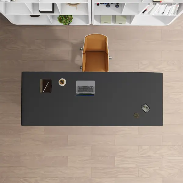 1400mm Modern Rectangular Black Computer Desk Office Desk with Pedestal Base - Image 9