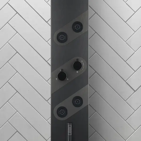 140mm Black Rainfall Shower Panel with Handheld Shower Adjustable Showerhead & Body Jets - Image 4