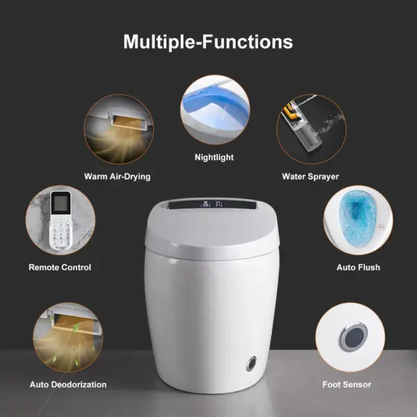 Modern Smart One-Piece Elongated Automatic Toilet & Bidet with Seat Horizontal Outlet - Image 8