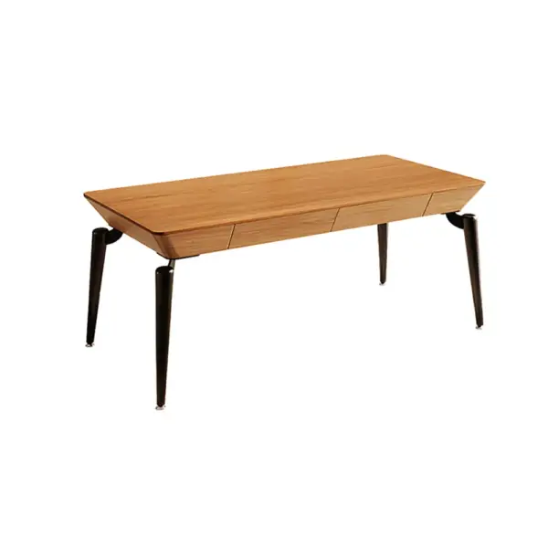 2-Drawers Walnut Office Desk 1600mm Mid-Century Modern Writing Desk with Tapered Leg - Image 8