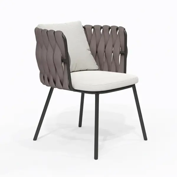 7 Pieces Outdoor Dining Set with Faux Marble Top & Aluminum Table and Rope Woven Chair - Image 10