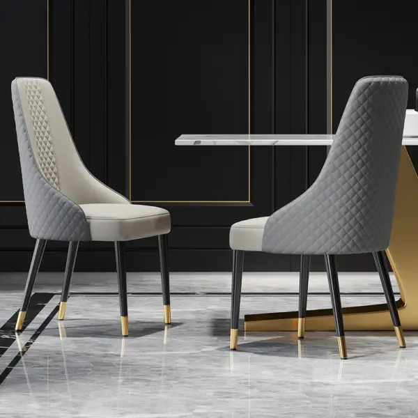 Diamic Modern Grey Dining Chairs Set of 2 Upholstered Faux Leather High Back - Image 16