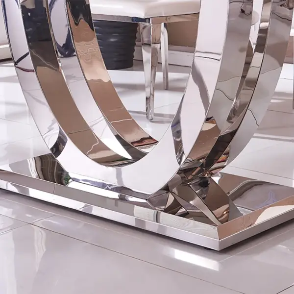 1800mm Contemporary Rectangle Tempered Glass Top Dining Table - Image 3