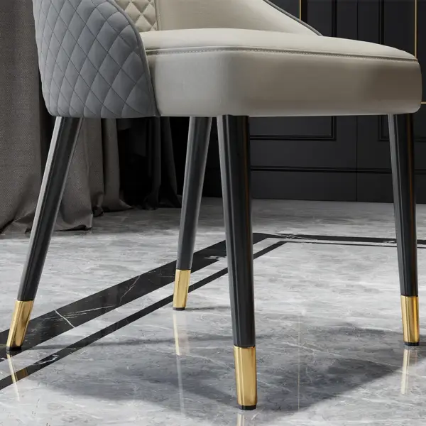 Diamic Modern Grey Dining Chairs Set of 2 Upholstered Faux Leather High Back - Image 3