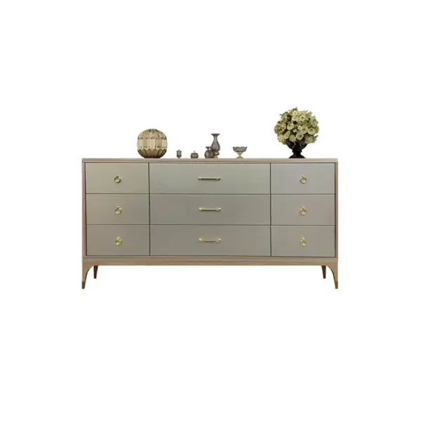 1600mm Contemporary 9-Drawer Champagne Bedroom Dresser for Storage in Gold - Image 11
