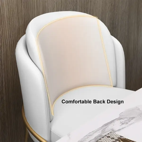 Linenic White Dining Chair Modern Cotton&Linen Upholstered Side Chair in Gold - Image 13