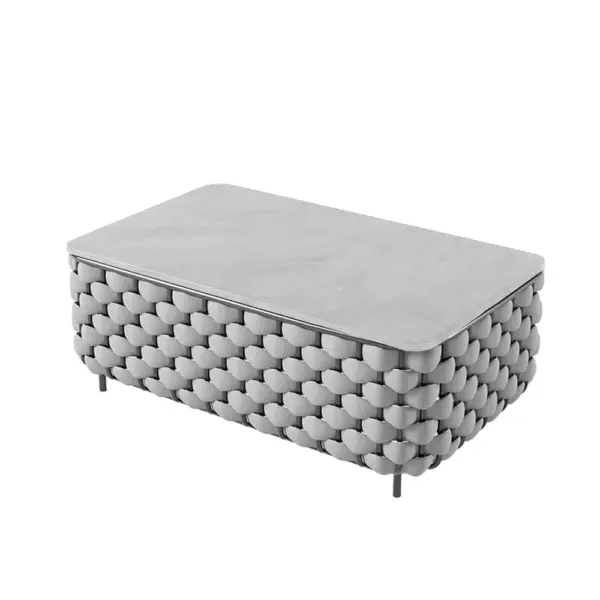 Martic 4Pcs Aluminum Rope Outdoor Sofa Set with Faux Marble Coffee Table Cushion Pillow - Image 16