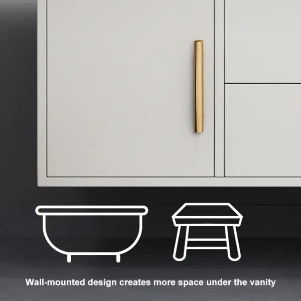Modern 1000mm White Floating Bathroom Vanity Set Stone Top Wall Mounted Bathroom Cabinet - Image 9