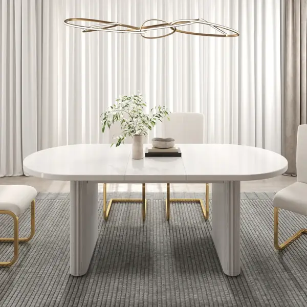 1600mm-2000mm Oval Extendable White Dining Table Butterfly Leaf 6 Seater - Image 4