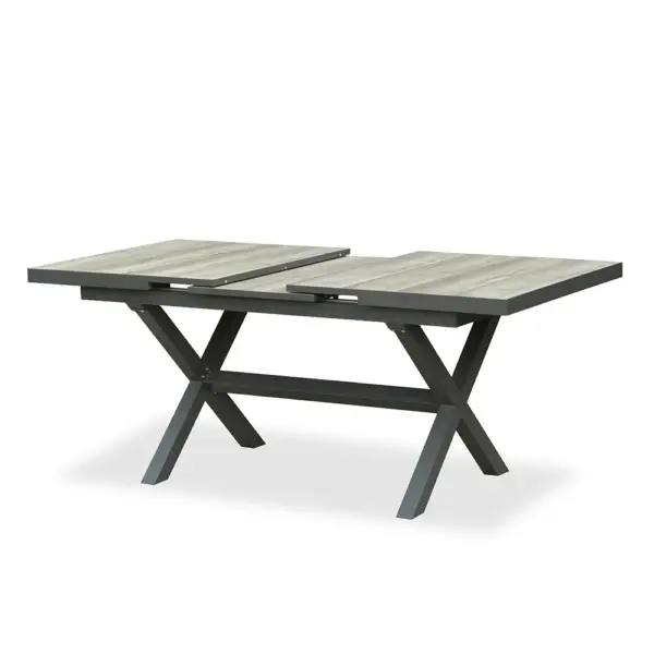 7 Pieces Aluminum Outdoor Dining Set with Extendable Ceramic Top Table Woven Armchair - Image 11
